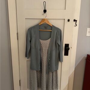 LOFT Light blue gray Eyelet Mini Dress